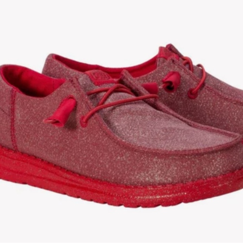 Hey Dude women’s Glittery Red Sneakers